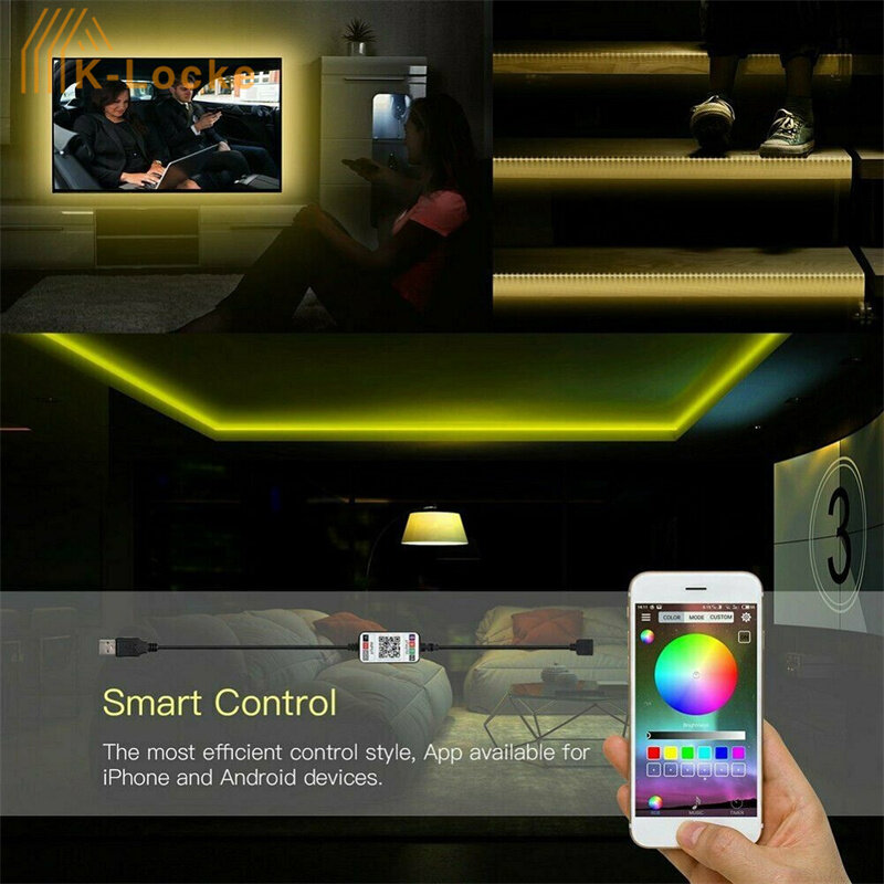 LED 스트립 라이트 무선 블루투스 컨트롤러 바 라이트 RGB 스트립 컬러 플래시 비 방수/방수 실내 홈 장식 조명