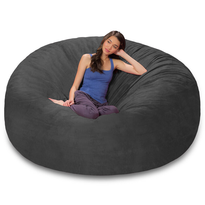 Dropshipping big Round Soft BeanBag bed cover giant XXXL microsuede bean bag cover for living room furniture