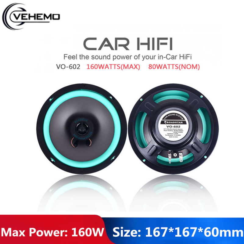 Universal Car HiFi Vehicle Door Full Range Frequency Auto Audio Coaxial Black 6.5 Inch Automobile Automotive Loudspeaker