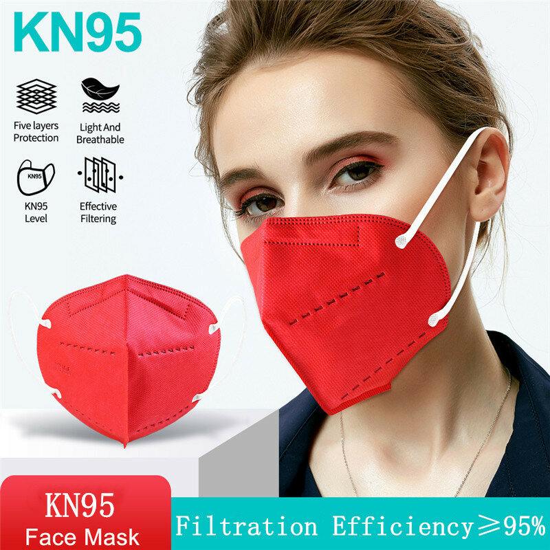 Máscara facial ffp2 ffp2reutilizável, máscara protetora kn95 adulto ffpp2, máscara facial kn95, 10 a 200 peças