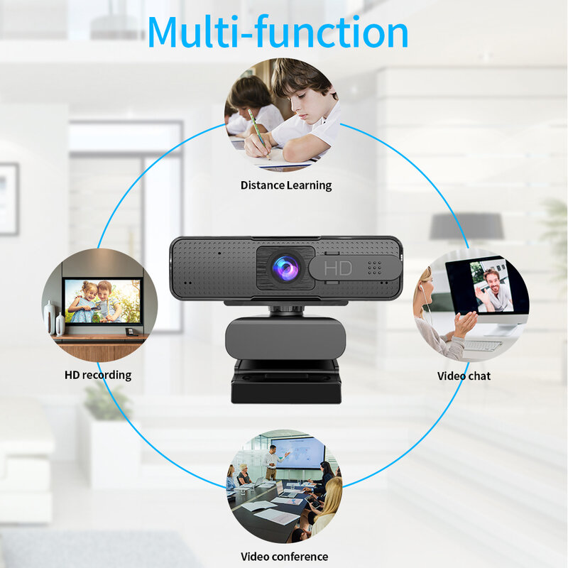 Webcam USB HD 1080P Kamera Web Fokus Otomatis dengan Mikrofon Kamera Fokus AF untuk Pengajaran Online Langsung Komputer