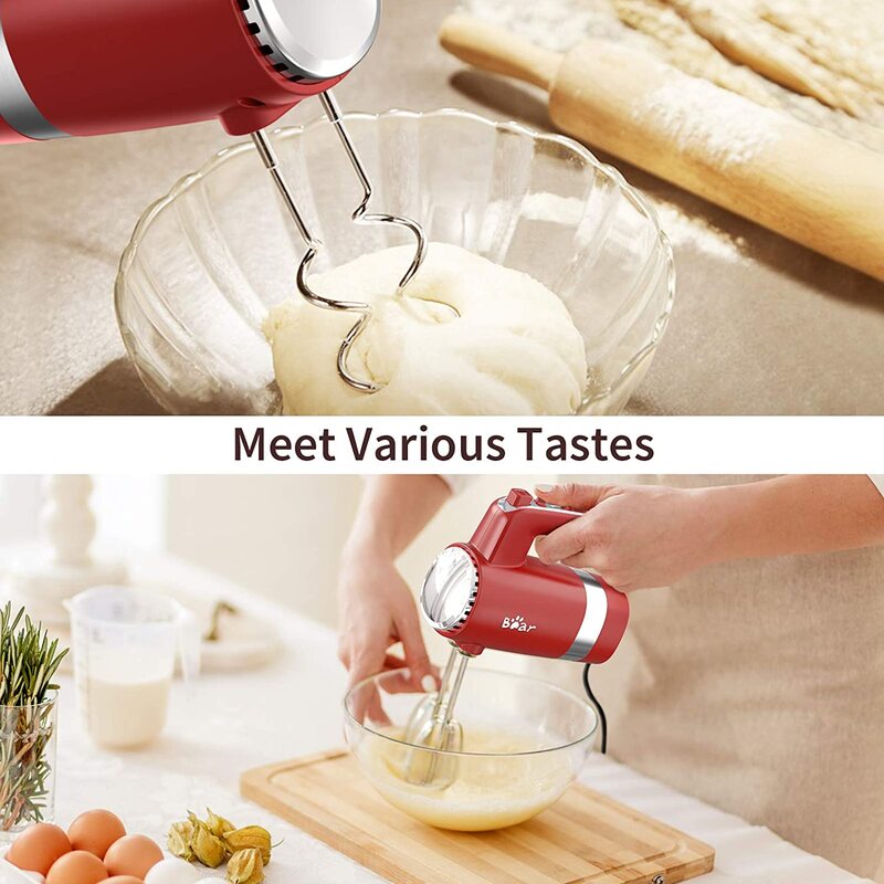 Bear Hand Mixer Electric, 2x5 Speed 300W Electric Hand Mixer with 4 Stainless Steel Accessories, Storage Base, Eject But