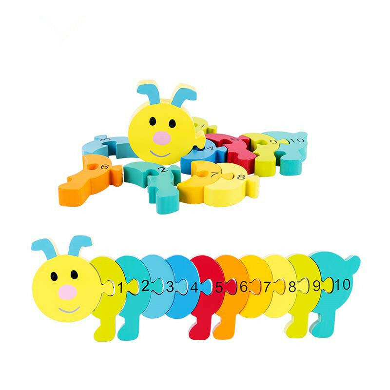 Jigsaw Kayu Mainan Puzzle 3D Set Puzzle Digital Angka Binatang Edukasi Anak-anak Hadiah Ulang Tahun Anak