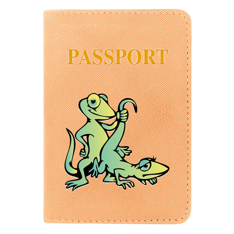 حافظة جواز سفر جلدية للرجال والنساء ، نمط الضفدع ، جودة عالية ، طباعة ممتعة ، جيب ، حقيبة سفر
