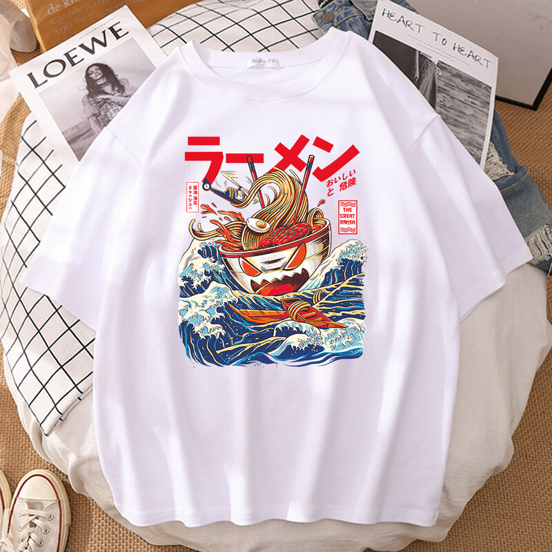 만화 재미 있는 바다 그레이트라멘 티셔츠 남자 애니메이션 반팔 남자 티셔츠 러블리 스트리트 티셔츠 여름 패션 티셔츠