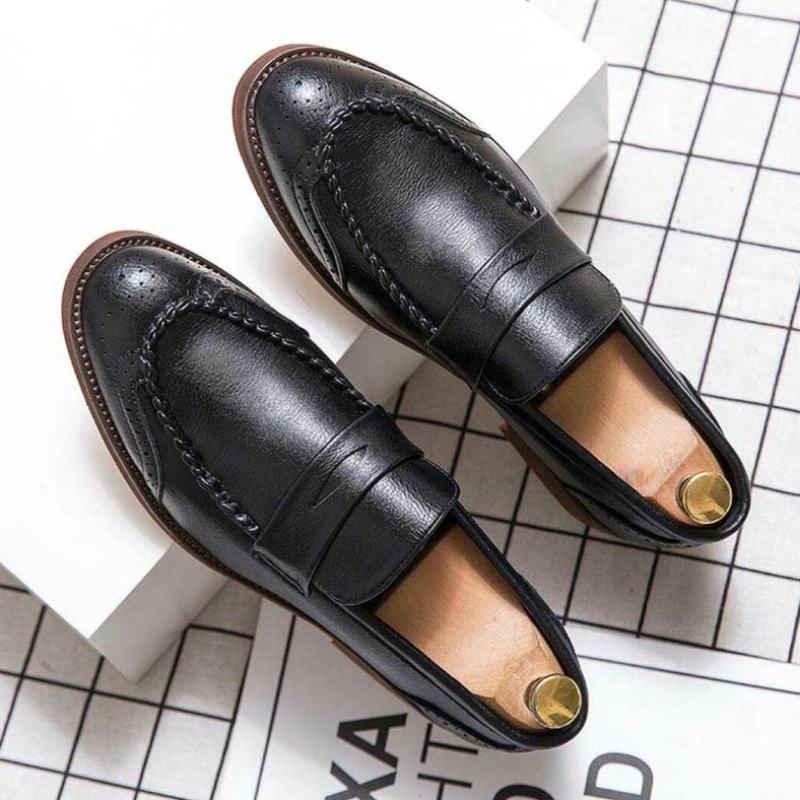 2021 feito à mão masculino plutônio preto retro mocassins salto baixo confortável tendência da moda clássico negócios sapatos casuais zz187