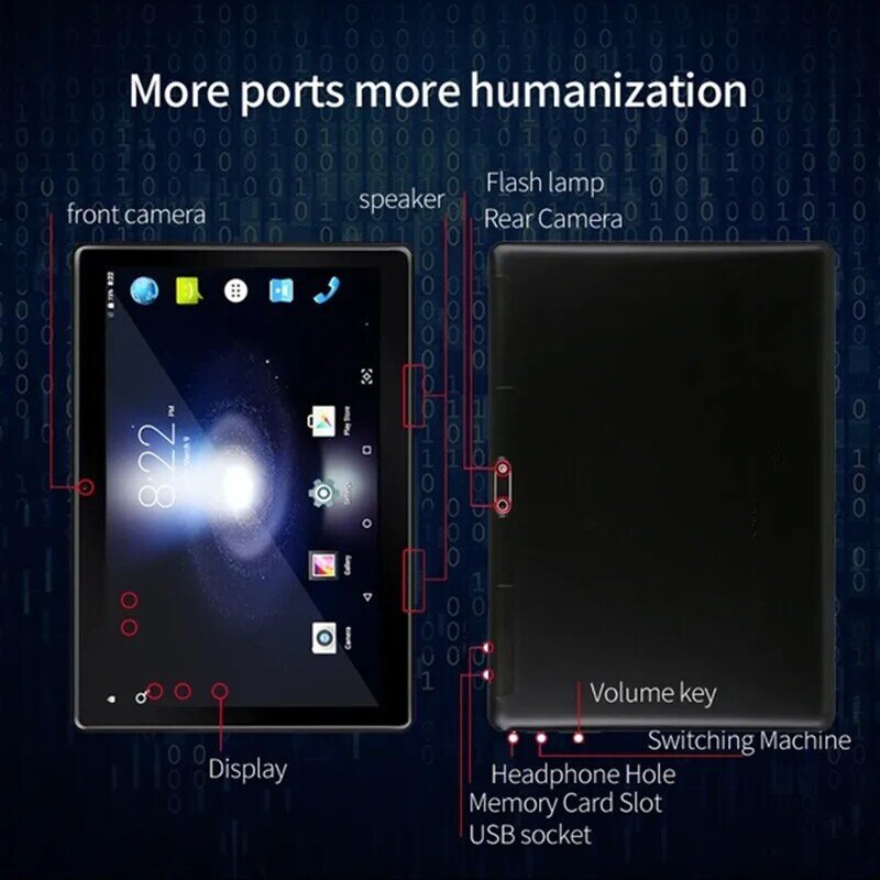 10.1 Inch Điện Thoại Thẻ Sim Điện Thoại Máy Tính Bảng 2.5D Thép Màn Hình Android 7.0 Core 2GB RAM 32GB ROM WiFi Bluetooth GPS Máy Tính Bảng