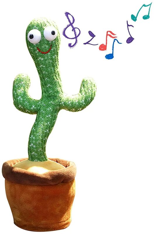 32cm Electric Dancing Plant Cactus Plush Stuffed Toy With Music Light Repeat Voice Home Office Decoration
