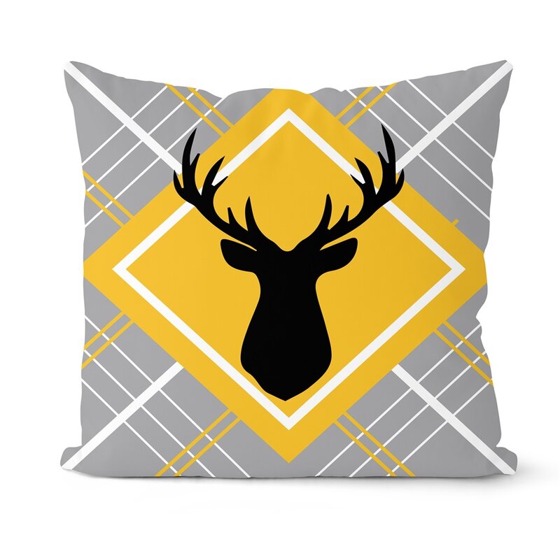 Housse de coussin en forme de cerf jaune, taie d'oreiller géométrique décorative pour la maison, canapé ou chaise