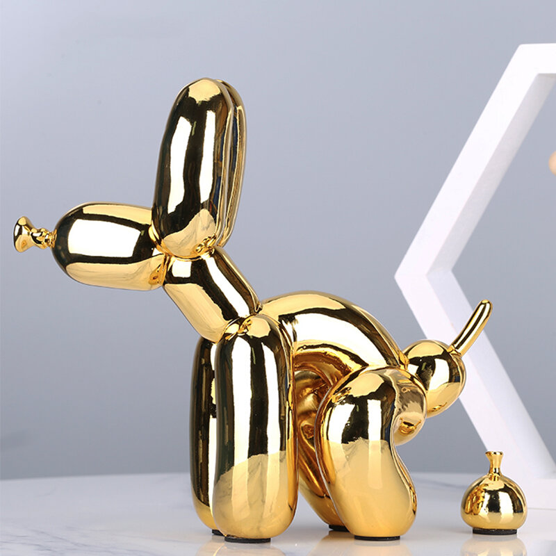 Creativo cacca palloncino cane statua decorazione della casa moderno nordico simpatico animale resina arte scultura artigianato decorazioni per Desktop ornamenti