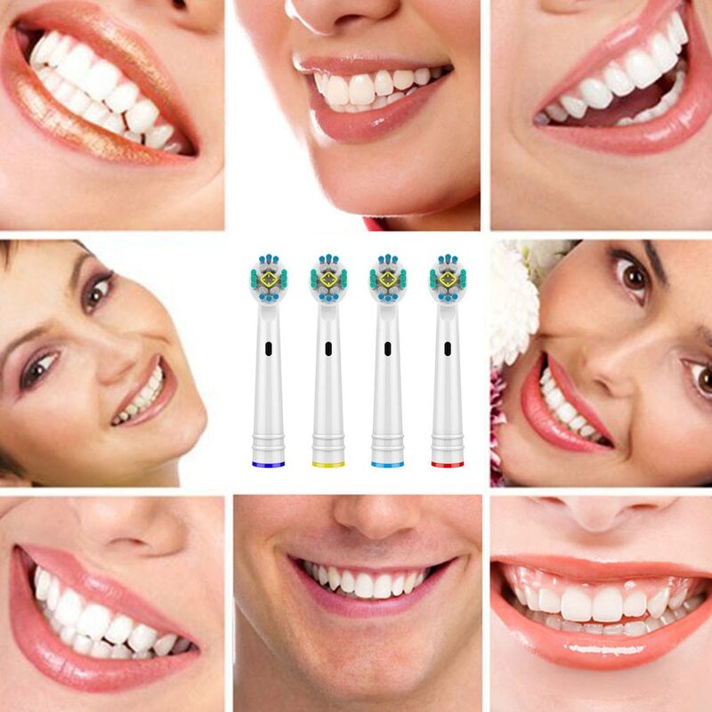 4 قطعة فرشاة الأسنان الكهربائية رؤوس فرشاة الاستبدال عن طريق الفم-b الدقة نظيفة/ثلاثية الأبعاد الأبيض/الخيط عمل/حساسة رأس حامل لفرشاة الأسنان