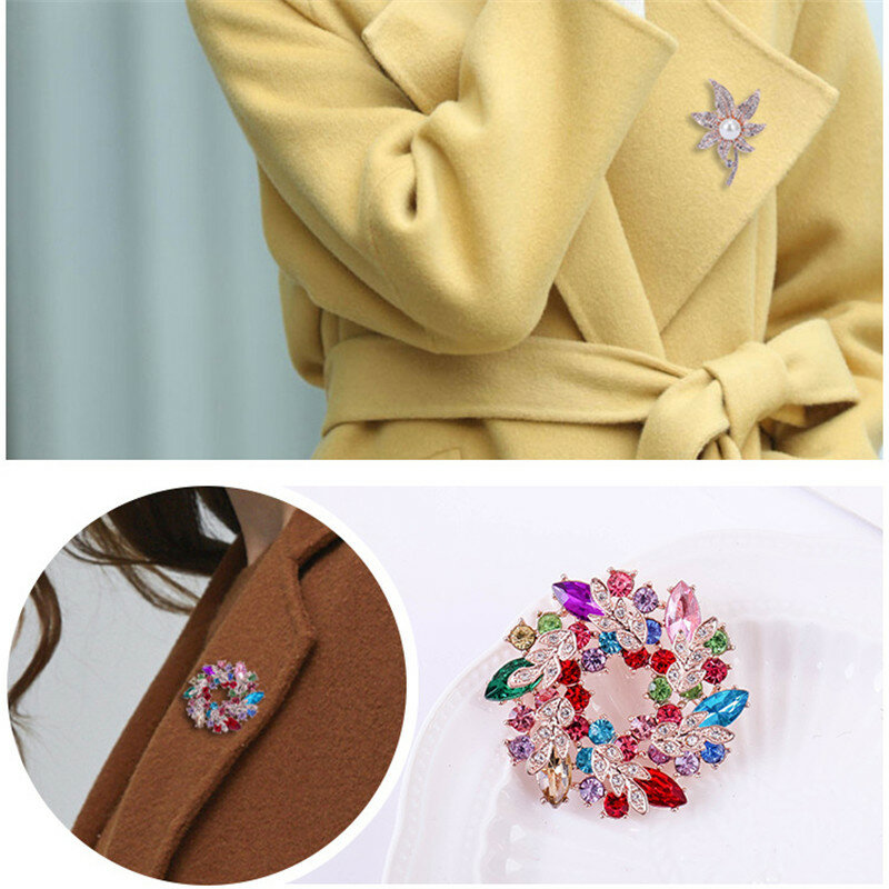 Doreenbeads broche estiloso elegante para mulheres acessórios de terno broche de cristal flor borboleta animal em liga metálica presente para festa 1 pç
