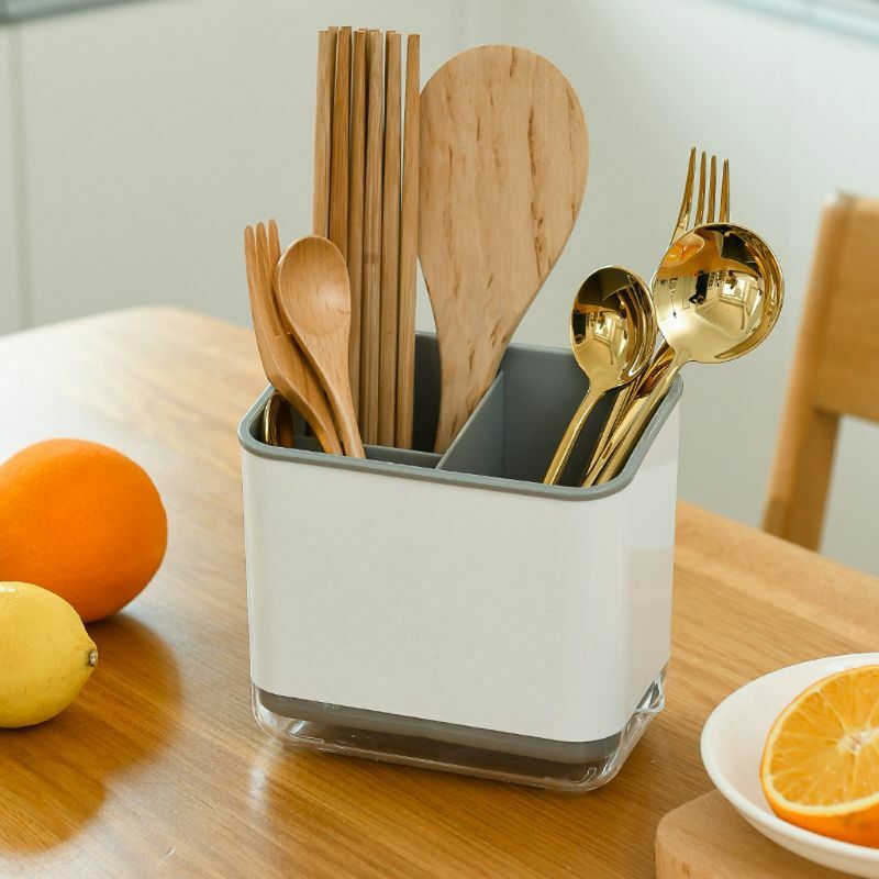 Cucchiaio multifunzionale forchetta bacchette portaoggetti scatola doppio strato posate scolapiatti Organizer Rack per cucina