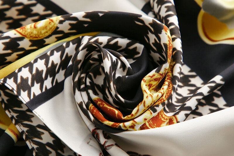 Женский Шелковый Атласный шейный платок, роскошный брендовый модный платок с принтом, платки 90*90 см, квадратные шали и Wr, лето 2021