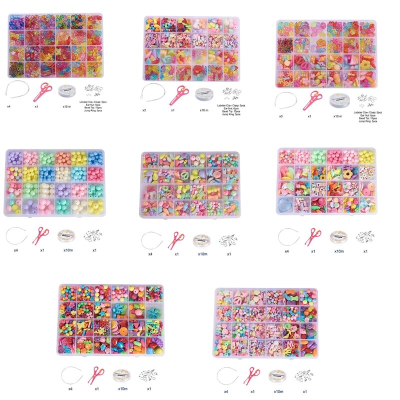 Children Craft Supplies 1Box Multi Colour Acrylic Beads Handmade Materials L41B