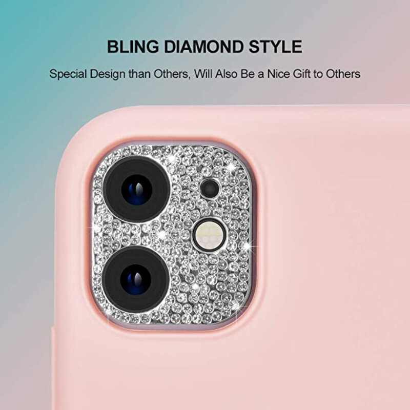Protector de lente de cámara para iPhone, Protector de pantalla de cámara de lujo 3D con purpurina, Diamante de imitación ostentoso para iPhone 12 13 mini 11 PRO MAX