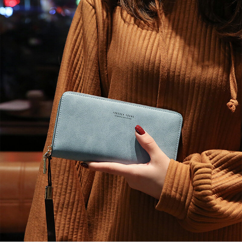 Polsbandje Pu Leather Wallet Voor Vrouwen Koreaanse Mode Clutch Lange Portemonnee Voor Telefoon Dames Bank Kaarthouder Met Rits Munt pocket