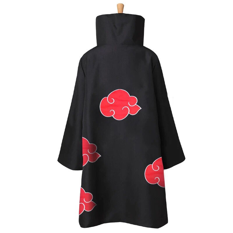 Anime Uchiha Itachi Cosplay Costume Stand-up Collar Hooded Cloak Ring Headband Necklace Sword Sets Halloween Party