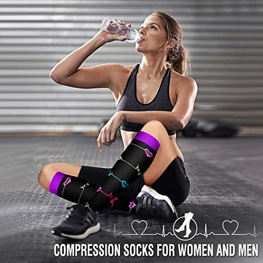 Kobiety mężczyźni skarpety uciskowe kolana wysokie jedna para pończochy uciskowe elastyczne skarpety sportowe nowość śmieszne Drop Shipping