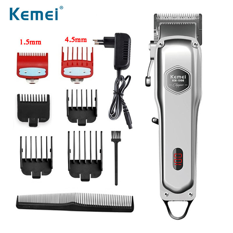 Kemei Professional Barber Clipper Rechargeable Hair Trimmer Men Electric Hair Clipper Adjustable Beard Shaver Haircut Machine