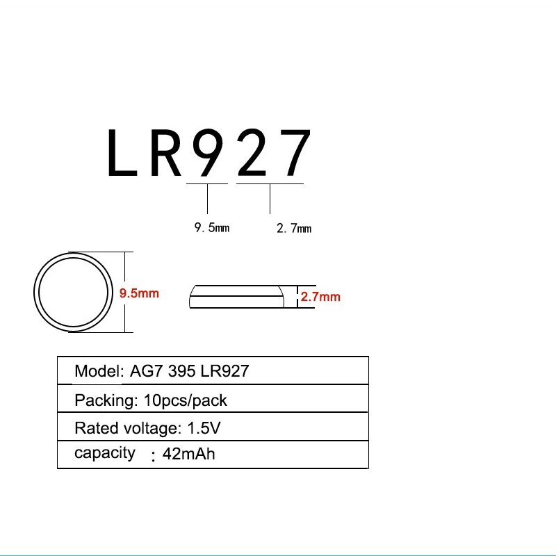 40 قطعة AG7 بطاريات زر البطارية القلوية 1.5 فولت AG 7 GR927 399 395A ل LR57 LR927 SR927W ساعة الإلكترونية لعبة خلية عن بعد عملة