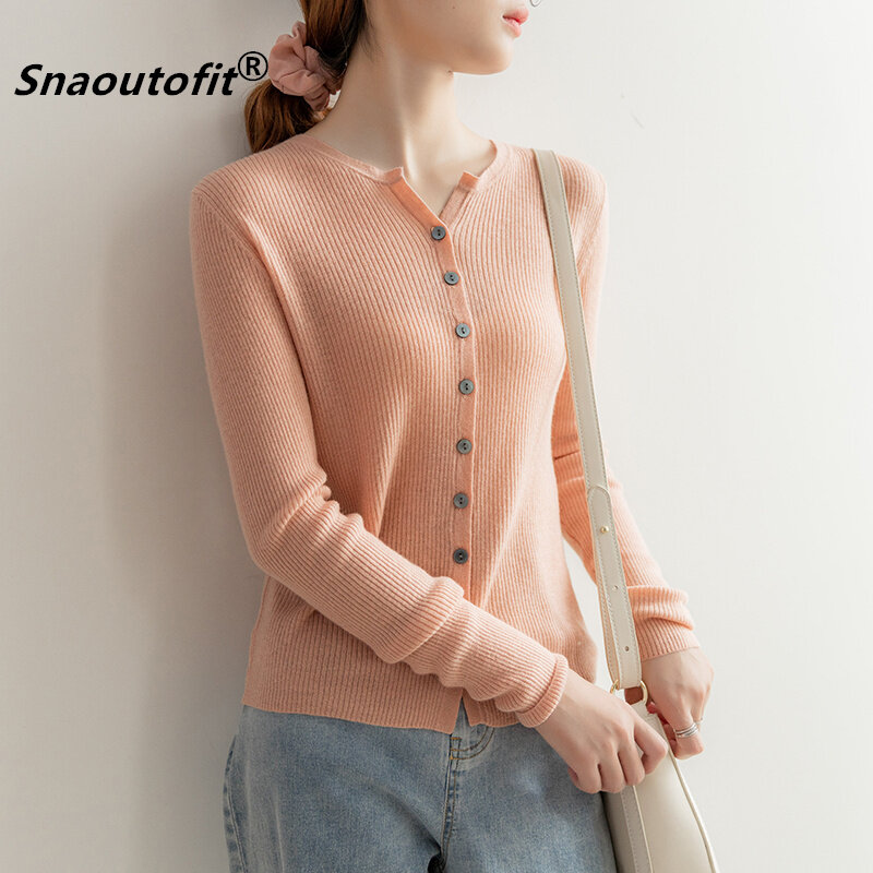 Snaoutofit-cárdigan de punto de lana para mujer, cuello en V pequeño, cómodo, curvo, alta calidad, gran oferta, BM-9172-90, primavera y otoño de 2021