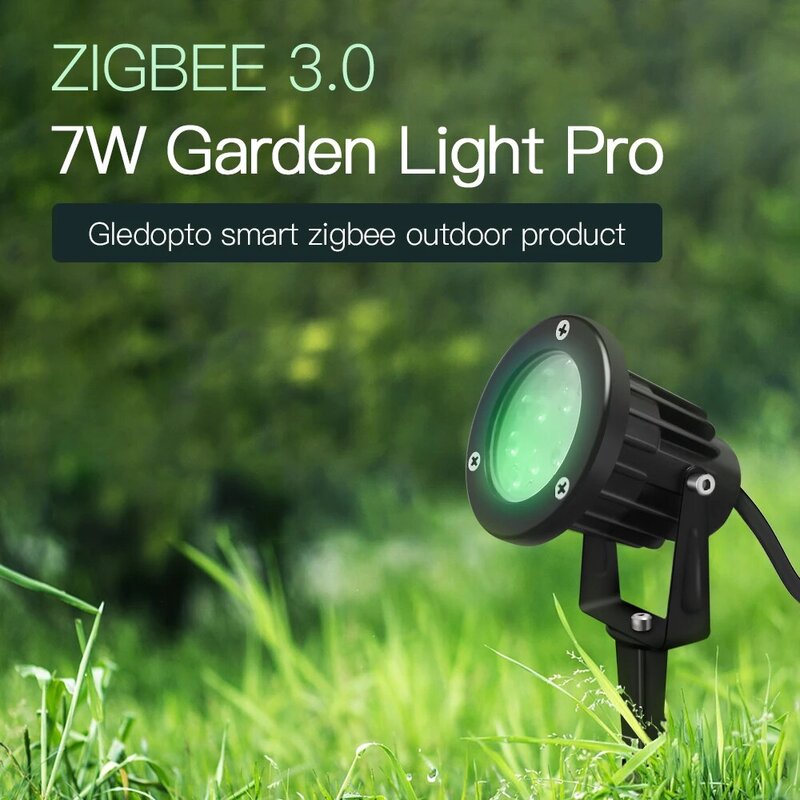 GLEDOPTO-luces LED inteligentes para exteriores, lámpara de jardín de 7W, AC100-240V, para jardín, techo Exterior, césped, fiesta de boda, Zigbee 3,0