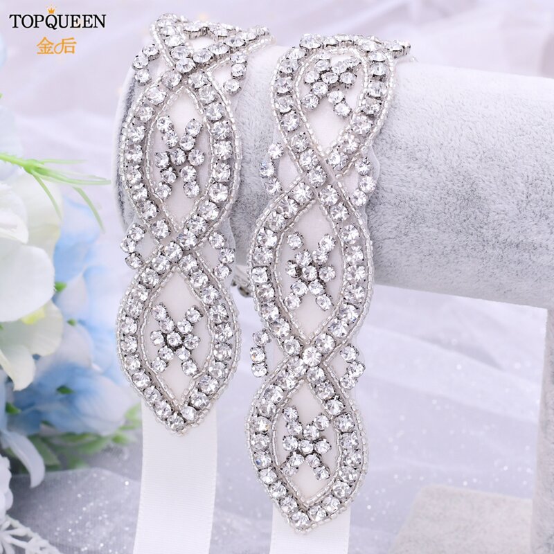 TOPQUEEN – ceinture à strass pour robe de mariée, S353, pour femmes, marque de luxe, de styliste, pour robe de soirée