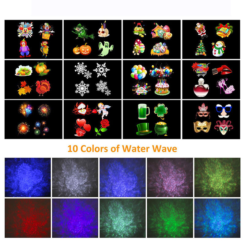 16 modelli di Onda di Acqua Fiocco di Neve Di Natale Le Luci Del Proiettore Impermeabile Esterno Della Fase del Laser Proiettore di luce per il Partito Nuovo Anno