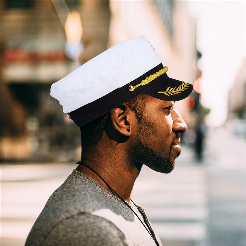 Topi Kostum Kapten Kapal Pesiar Dewasa Topi Bordir Laksamana Laut Angkatan Laut Topi Kapten Halloween
