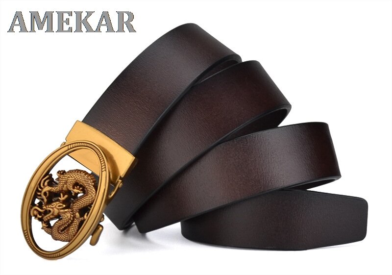 Cinturón de marca famosa para hombre, cinturones de cuero genuino de lujo de alta calidad, Correa masculina con hebilla automática de Metal