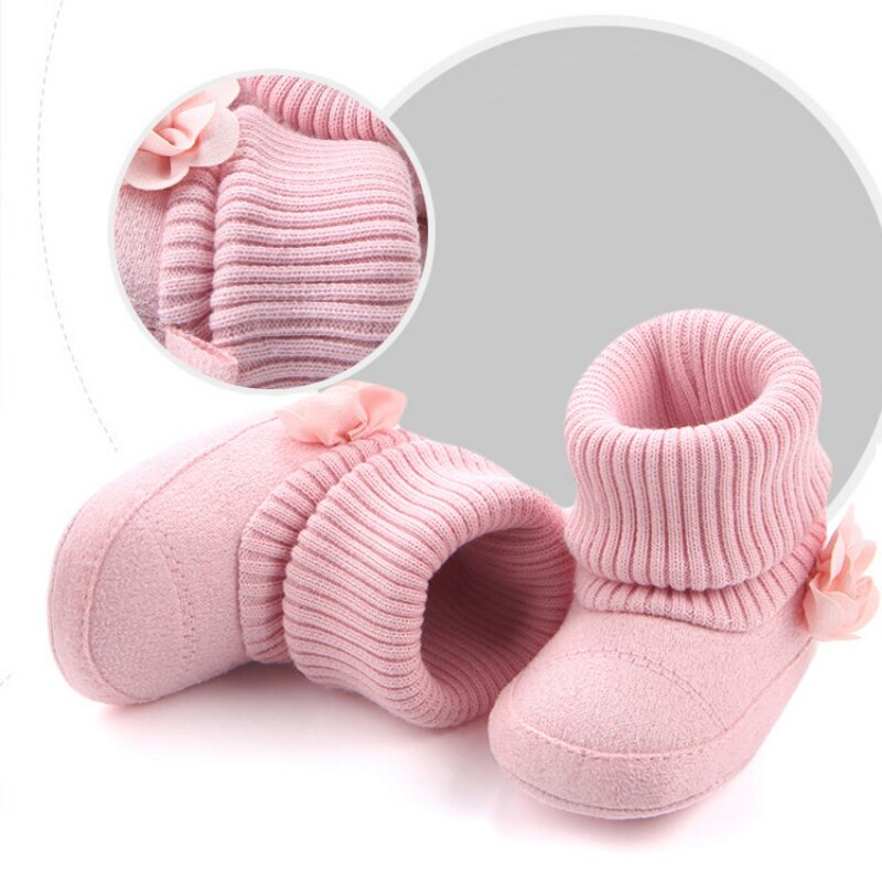 Winter Autumn Warm Baby Shoes Crib Pram Baby First Walkers Kids Newborn Infant Toddler Flower Boots Girls Snowfield shoes