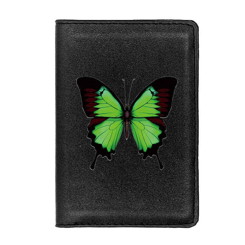 Alta qualidade bonito borboleta impressão passaporte capa titular id cartão de crédito caso viagem carteira de passaporte de couro