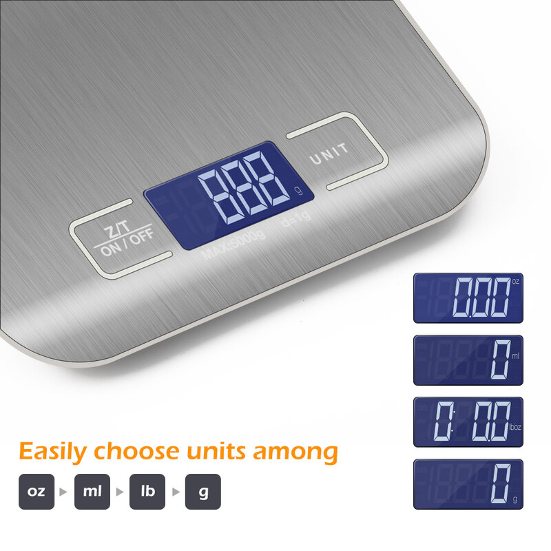Кухонные весы из нержавеющей стали, точный электронный безмен с ЖК дисплеем, максимальный вес 10/5/3 кг