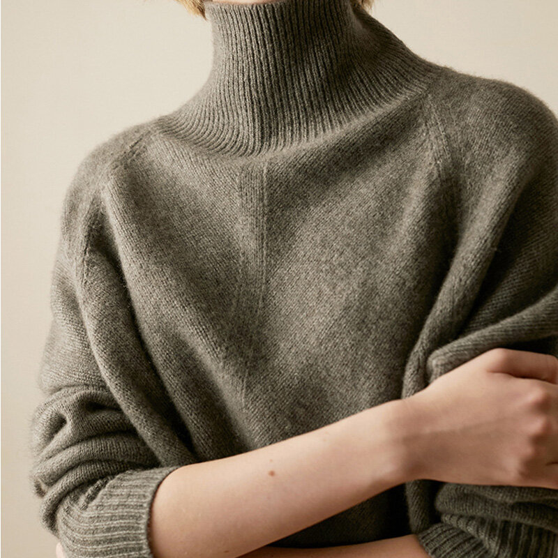 BerylBella-suéter grueso y cálido para mujer, suéter de cachemira suelto, Tops de punto, Invierno