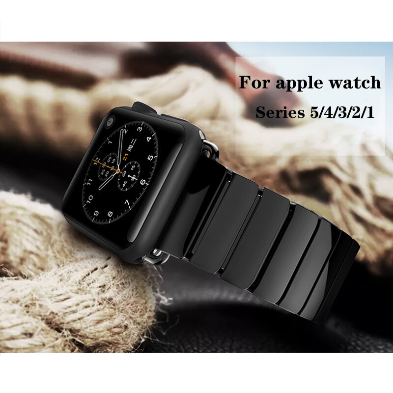 Pulseira de cerâmica para apple watch 6 band 44mm 40mm apple watch band 42mm 38mm iwatch 6/se/5/4/3/2/1 cinto borboleta fivela pulseira
