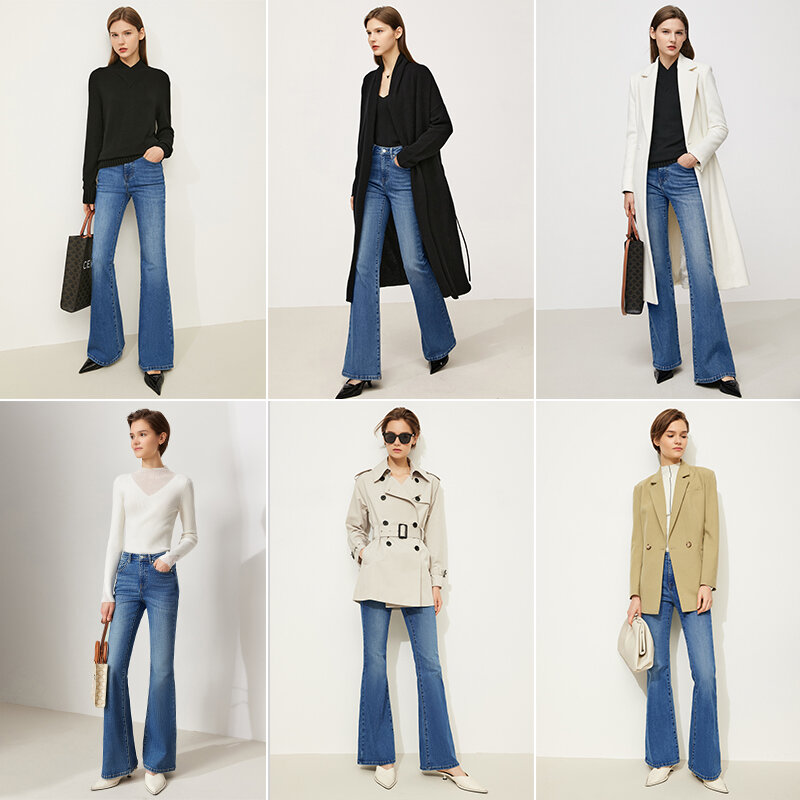 Amii Jeans Minimalis untuk Wanita Celana Denim Pinggang Tinggi Kasual Streetwear Wanita Celana Lurus Tebal Celana Panjang Wanita 12170490