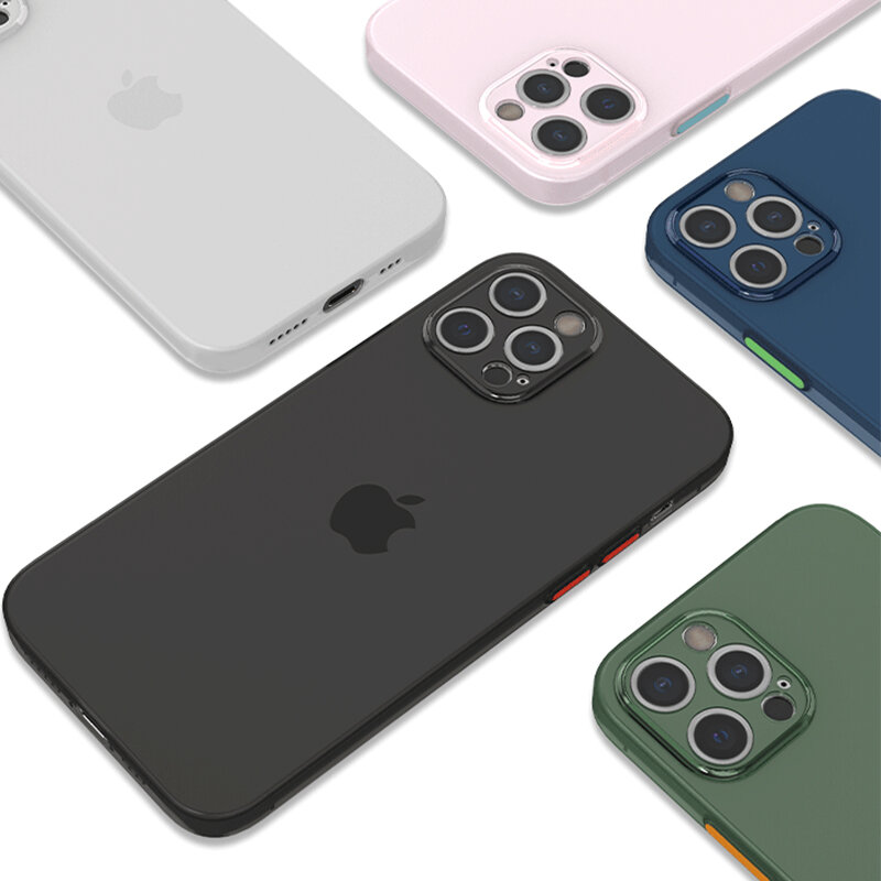 Funda de teléfono de silicona mate ultrafina para iPhone, carcasa suave transparente de color sólido a prueba de golpes, para iPhone 12 11pro max mini, color caramelo