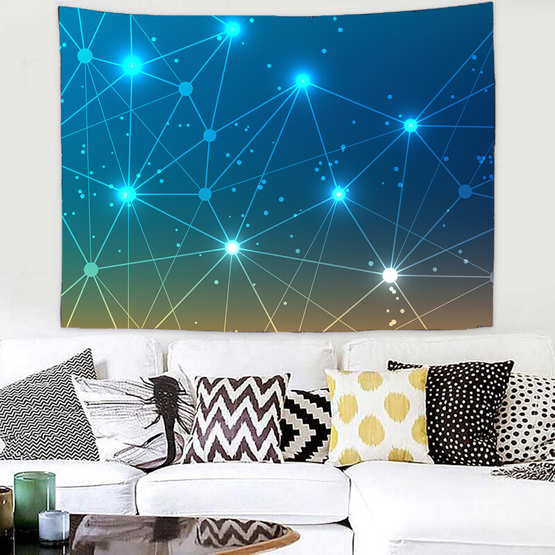 Tapeçaria de parede galática com estrelado, tecido de constelação para decoração de sala de estar