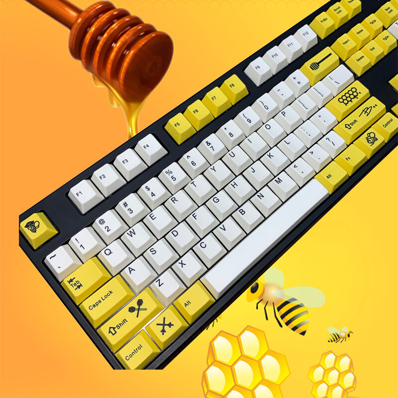 111-chave pouco abelha keycap pbt tintura sublimação cereja perfil altamente mecânico teclado keycaps para mx switches ikbc rk filco