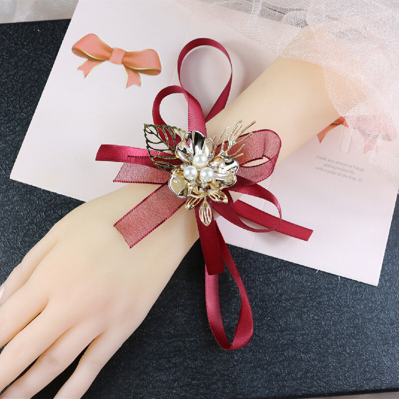 Forniture di nozze corpetto coreano matrimonio sorella gruppo braccialetto fiore sposa mano fiore damigella d'onore deve scegliere polso fiore