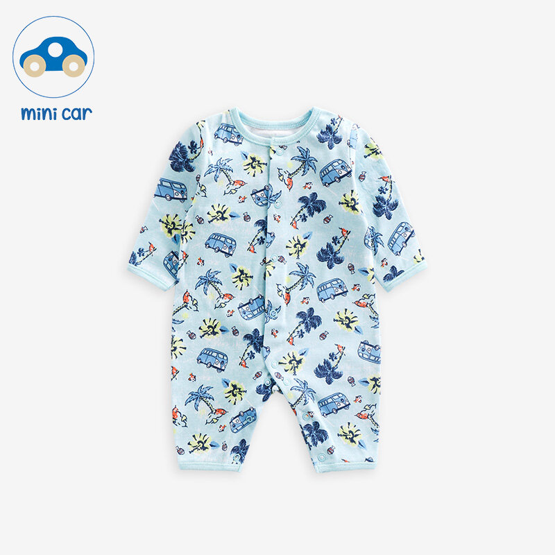 Car children's clothing BABY BODYSUIT baby romper spring and autumn climbing clothes cartoon open file full moon