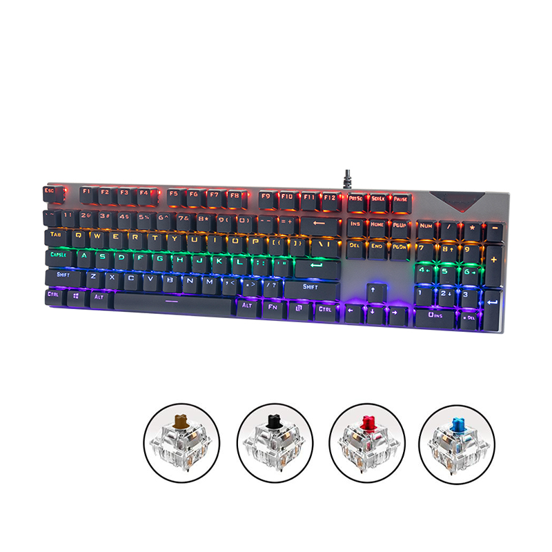Mechaniczna klawiatura gamingowa USB przewodowy niebieski czerwony przełącznik 104 klawisze Anti-Ghosting podświetlany diodami LED RGB dla graczy Laptop