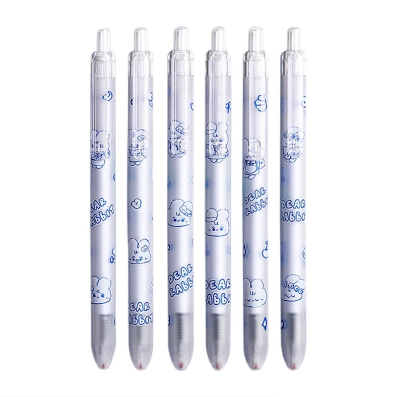 6x Retractable Gel Pen Refillable Gel Ink 0.5mm Regular Pens Core Quick-drying