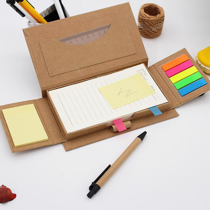 1pc criativo bloco de memorando conjunto caixa caneta ponto bola bloco de memorando cor bookmarks presente conjunto de material de escritório (ss-654)