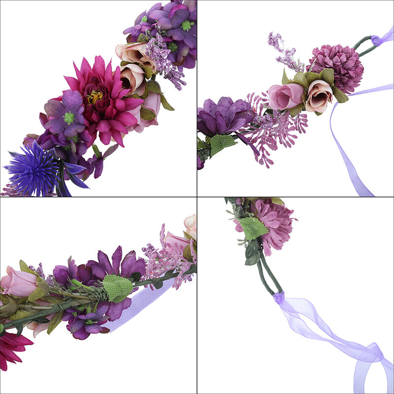 Molans New Bohemian Flower Crowns Bride Wedding Floral Garland Headband Leaves Rattan Wedding Wreath Bridesmaid Hair Accessories