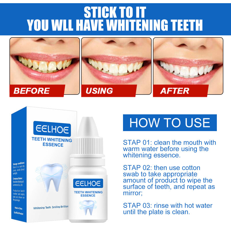 Eelue-pó de branqueamento dental, higiene oral para clareamento dos dentes, remove placas e manchas, refrescante