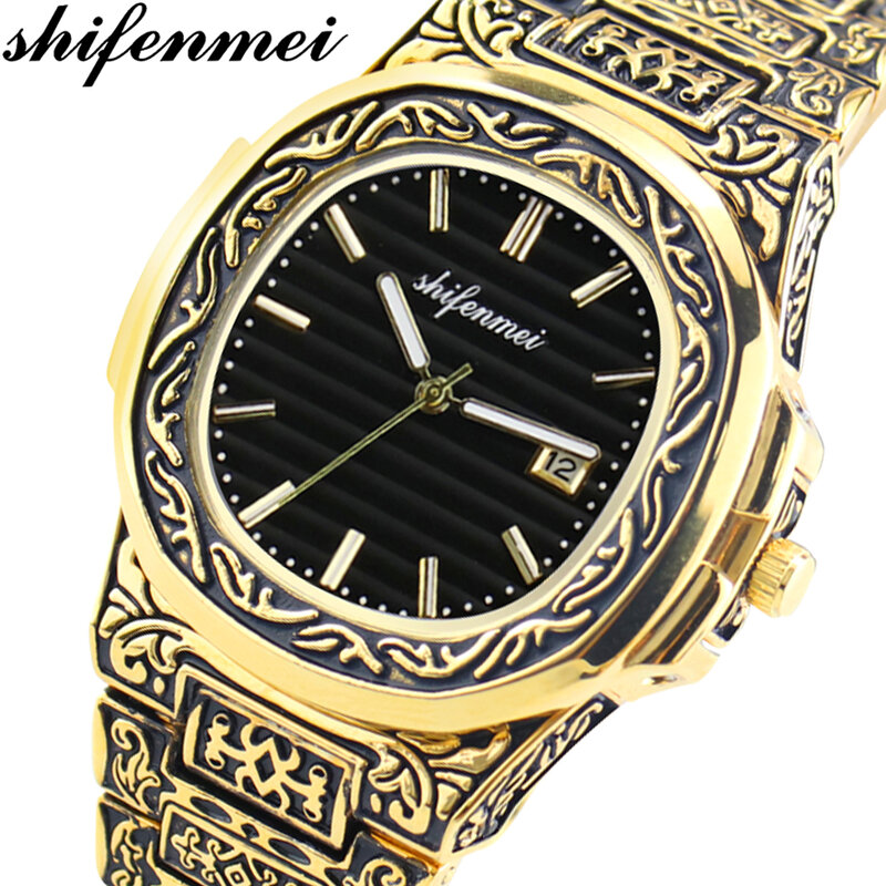 Shifenmei marca superior relógios masculinos 2020 luxo aço inoxidável relógio de quartzo moda militar relógio à prova dmilitary água relogio masculino