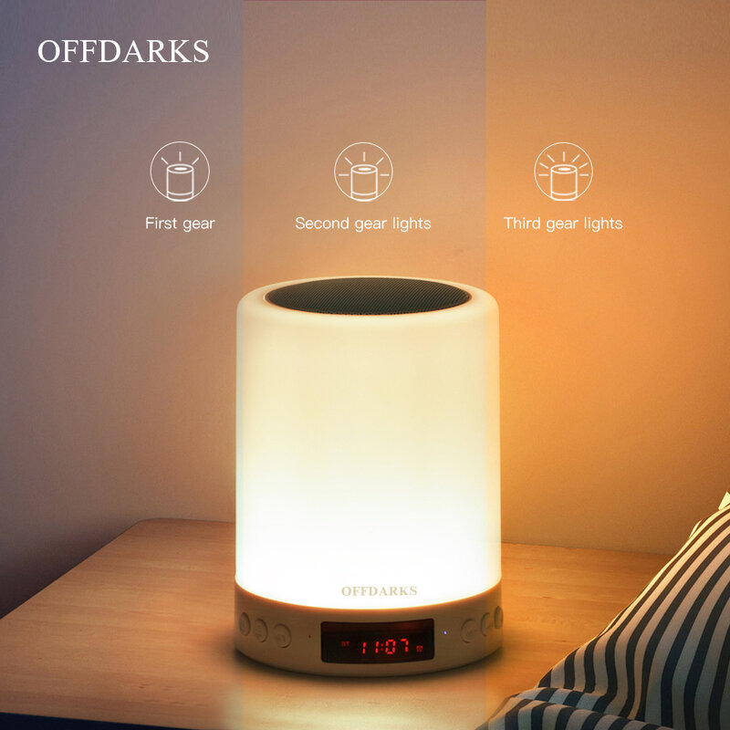 OFFDARKS-altavoz inteligente con Bluetooth, luz LED nocturna con Control táctil, carga USB, portátil, lámpara de mesita de noche regulable RGB para dormitorio infantil