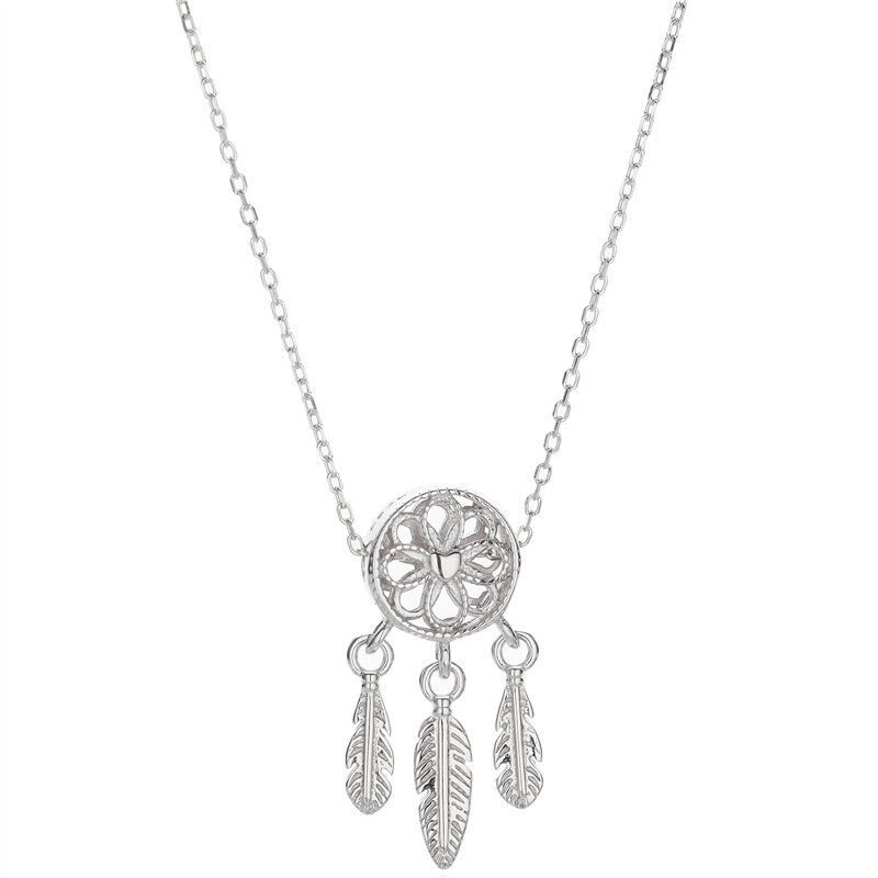Sodrov Silver 925 Jewelry Dream Catcher Feather Necklace for Women Silver 925 Sterling